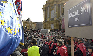 DEMONSTRATIONS FOR CANCELLATIONS OF NAMES SQUARE COMMUNIST DESPOT AND MASS MURDERER TITO IN THE CAPITAL OF THE CROATIA ZAGREB