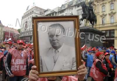 UNION PROTEST IN THE ZAGREB  DIRECTED BY FOLLOWERS OF COMMUNIST DICTATORSHIP TITO 