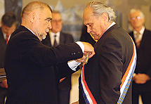 CROATIAN PRESIDENT MESIC GIVES HIGHEST CROATIAN MEDAL INFAMOUS BOSS OF THE COMMUNIST SECRET DEPARTMENT JOSIP MANOLIC IN JUNE 2008