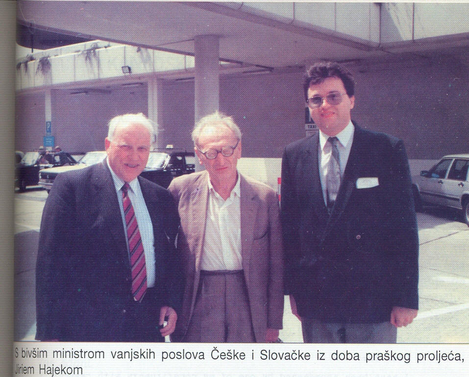 DOBOROSLAV PARAGA AND JIRI HAJEK MINISTER OF FOREIGN AFFAIRS OF CZECHOSLOVAKIA 1968 YEARS